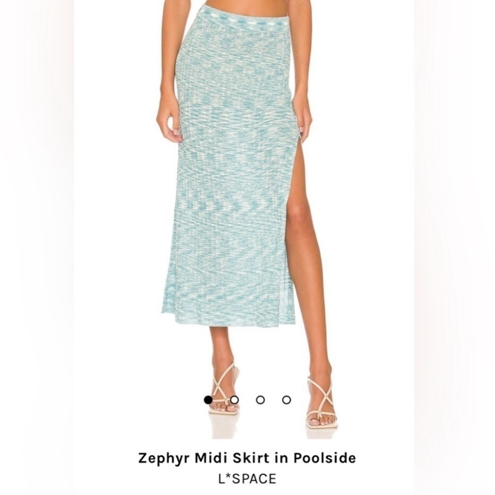 NWT L*SPACE Zephyr Midi Skirt in Poolside Teal Sz S